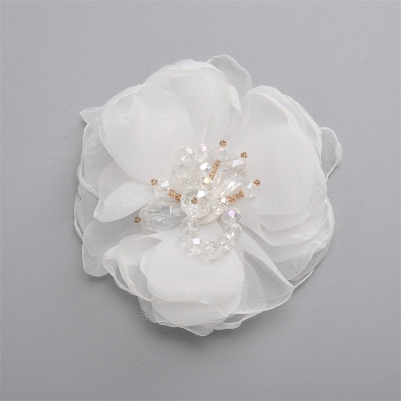 8cm chiffon flowers children's hair accessories DIY accessories drop glue rhinestone large flower head wedding dress corsage