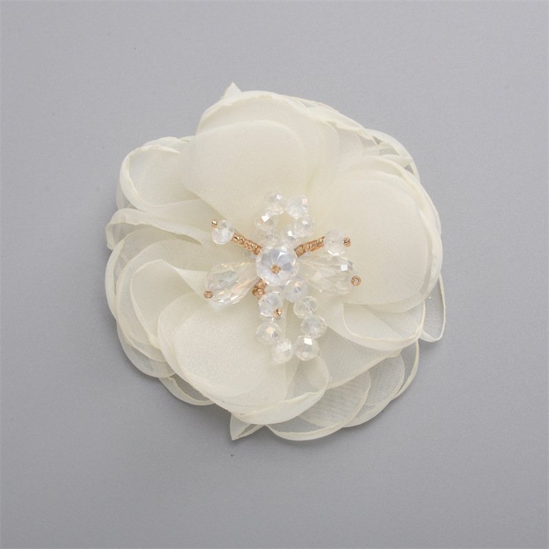 8cm chiffon flowers children's hair accessories DIY accessories drop glue rhinestone large flower head wedding dress corsage