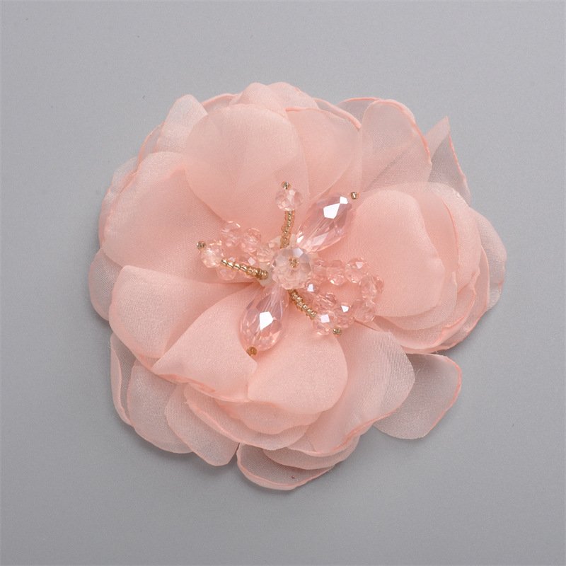 8cm chiffon flowers children's hair accessories DIY accessories drop glue rhinestone large flower head wedding dress corsage