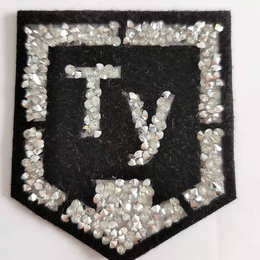 Newly design double grey hematite bead hot fix transfers rhinestones for hoodies