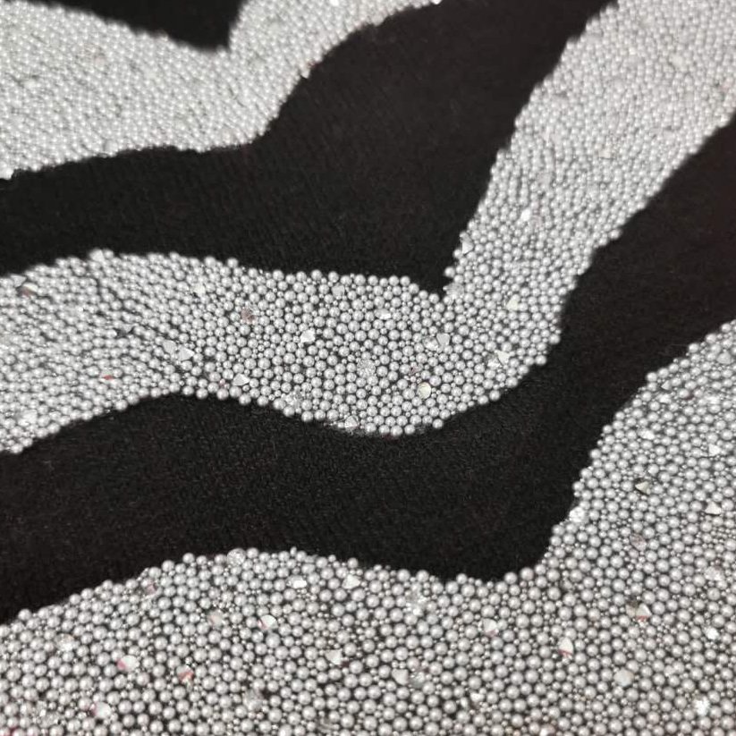 Newly design double grey hematite bead hot fix transfers rhinestones for hoodies