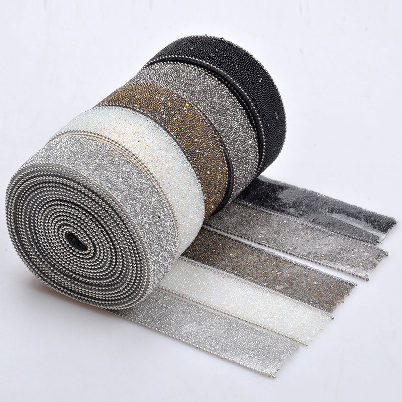 Newly design double grey hematite bead hot fix transfers rhinestones for hoodies