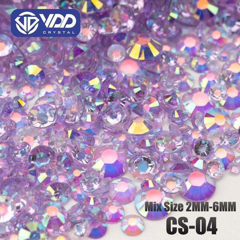 VDD 30g Mix Size 2-6mm Multicolor Resin Rhinestone Crystal Color AB Flatback Stones For DIY Crafts Nail Art Decoration CS-Series