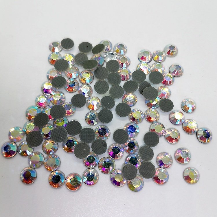 High Quality Crystal AB HotFix Loose Rhinestones Flat Back Glass Crystal Hot Fix Rhinestone For Dresses