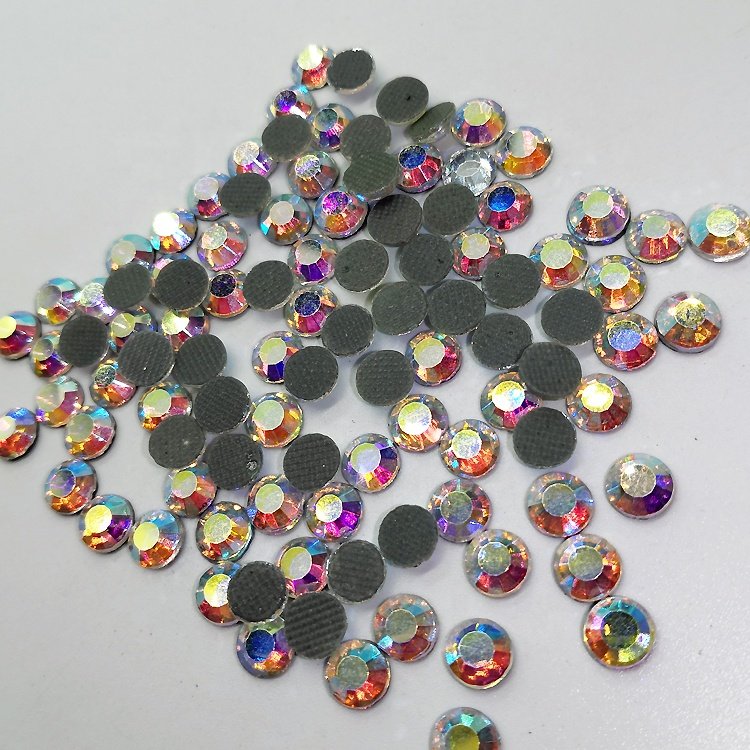 High Quality Crystal AB HotFix Loose Rhinestones Flat Back Glass Crystal Hot Fix Rhinestone For Dresses
