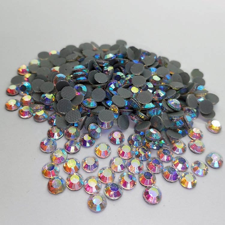 High Quality Crystal AB HotFix Loose Rhinestones Flat Back Glass Crystal Hot Fix Rhinestone For Dresses