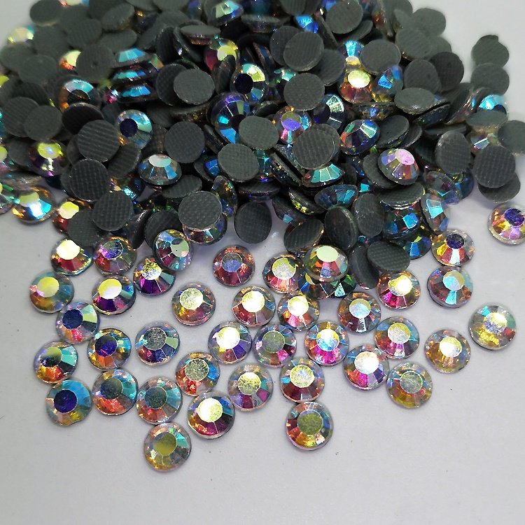 High Quality Crystal AB HotFix Loose Rhinestones Flat Back Glass Crystal Hot Fix Rhinestone For Dresses