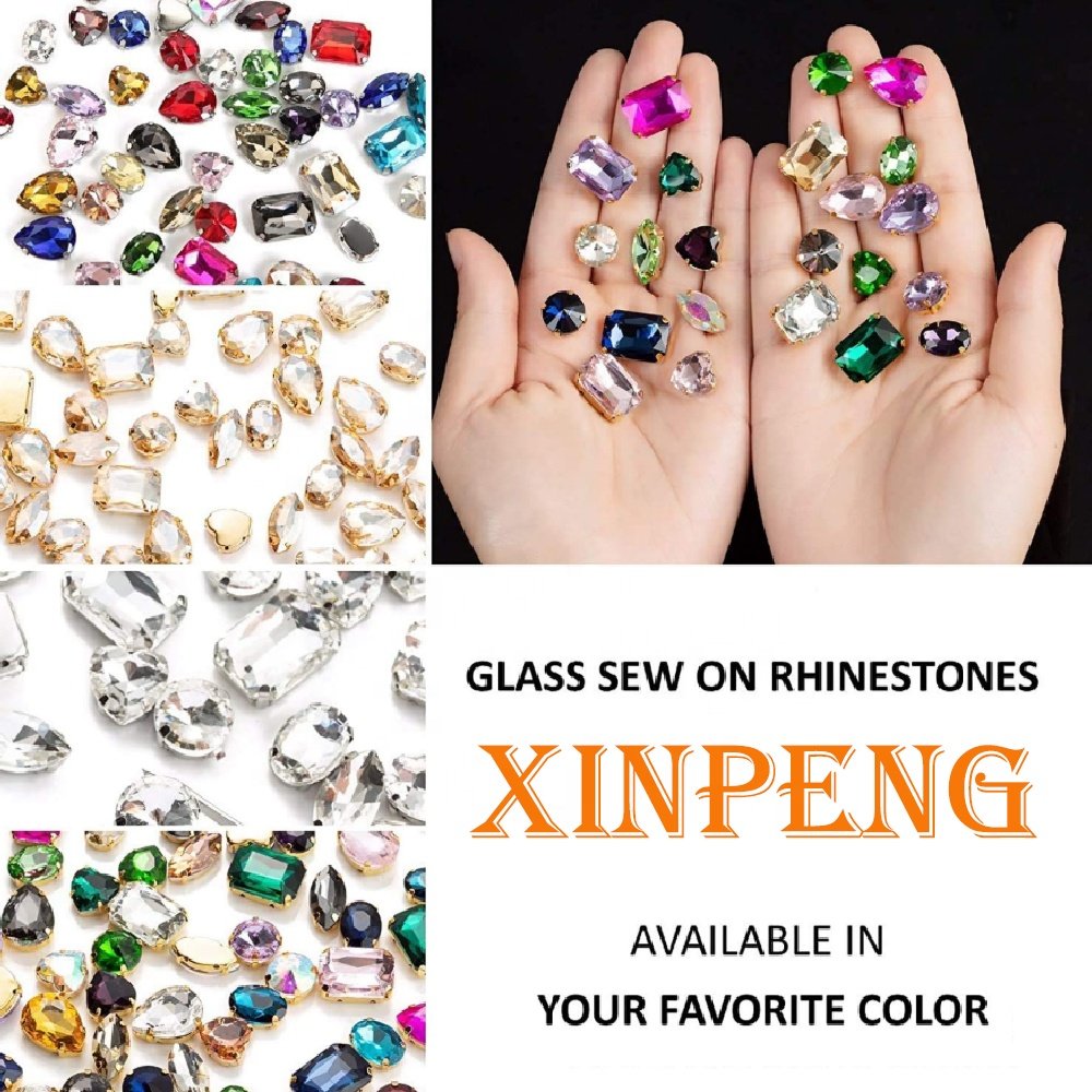 Rhinestone Flat Back Crystal Glass Gold Claw Sewing Sew On Rhinestones For Women Dresses