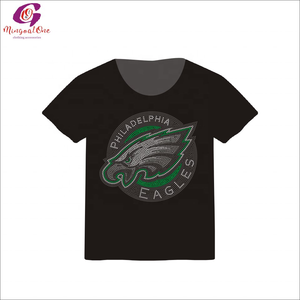 Wholesales Customize Hot Sale Football Team Hot Fix Rhinestone Bling NFL Logo Heat Transfer Crystal Stone Iron On Transfer Shirt