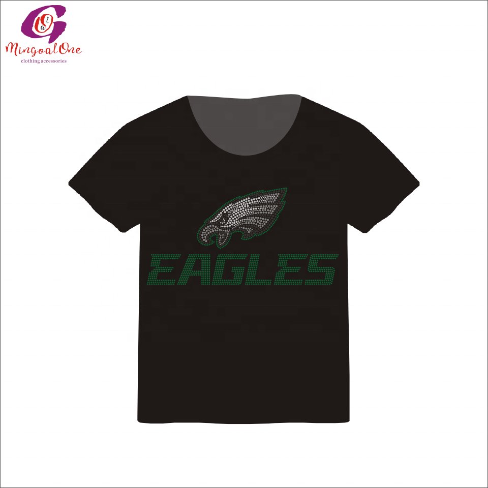 Wholesales Customize Hot Sale Football Team Hot Fix Rhinestone Bling NFL Logo Heat Transfer Crystal Stone Iron On Transfer Shirt