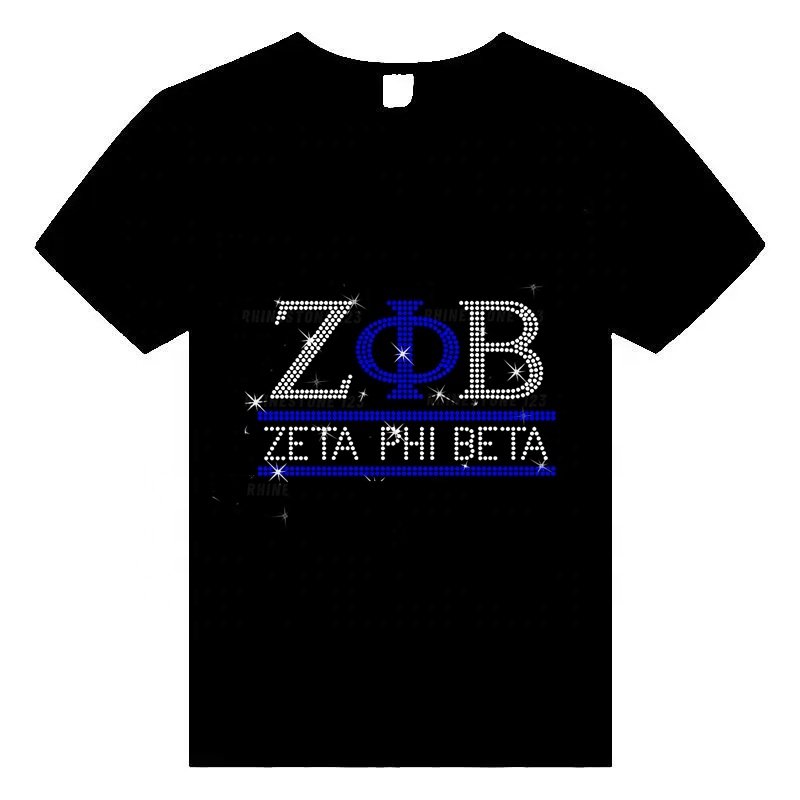 New 2024 Sorority ZOB Design Colorful Zeta phi beta Rhinestones Transfer Design Hot fix Iron on Heat Stickers Patches Motif
