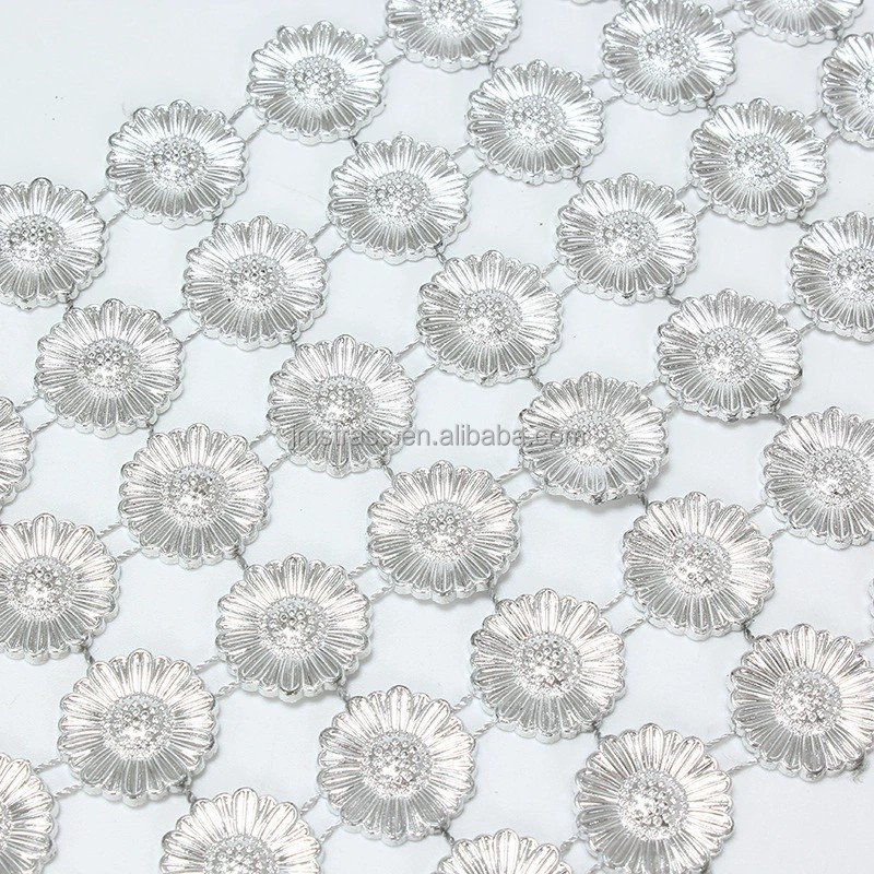 Wholesale sew on Plastic Rhinestone Mesh Trimming bendable Mesh Chain Rolls plastic mesh tube rolls With silver & gold back