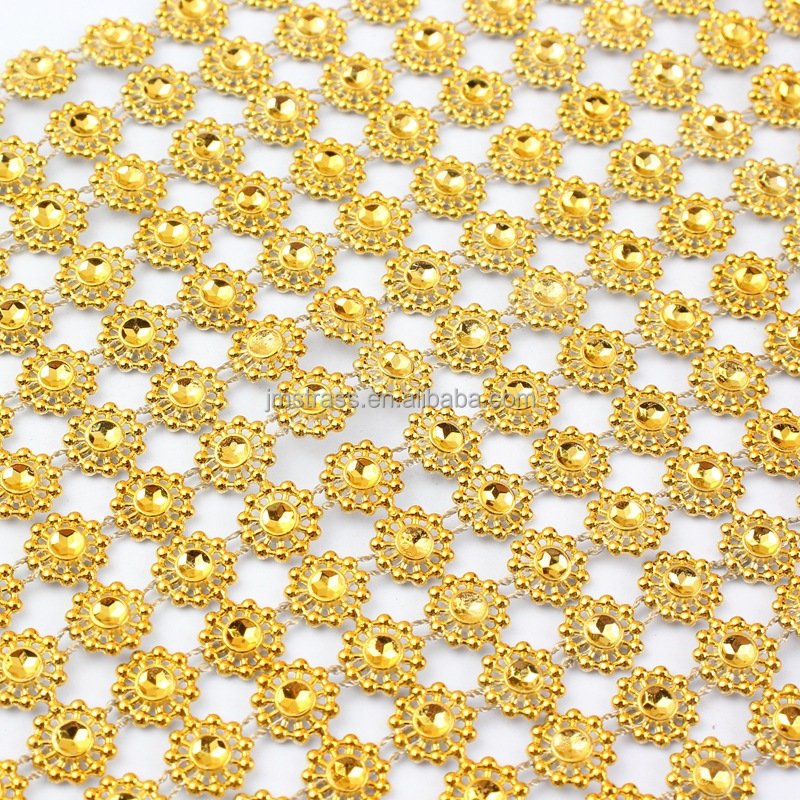 Wholesale sew on Plastic Rhinestone Mesh Trimming bendable Mesh Chain Rolls plastic mesh tube rolls With silver & gold back