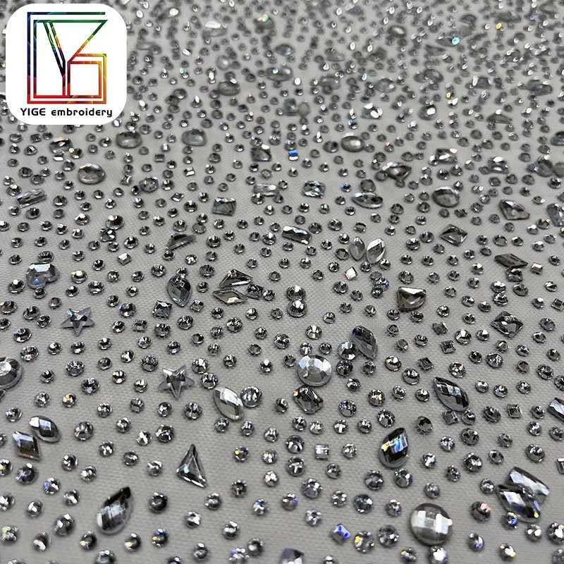 high quality Bridal Luxury Swarovski Lace Rhinestone Stone Net Sparkli Tulle Mesh Crystal Lace Fabric