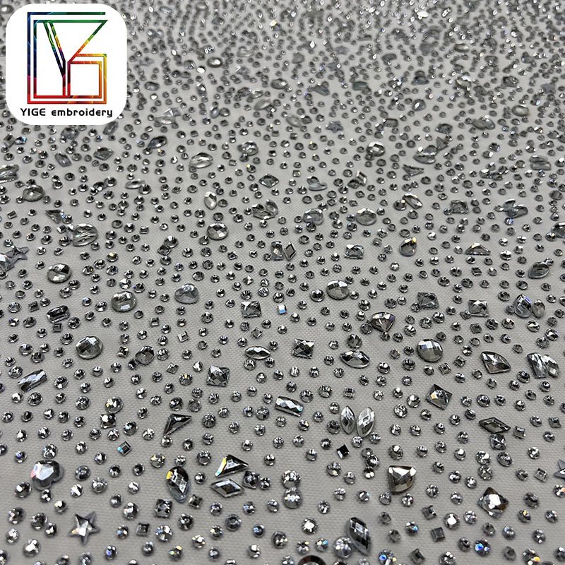 high quality Bridal Luxury Swarovski Lace Rhinestone Stone Net Sparkli Tulle Mesh Crystal Lace Fabric