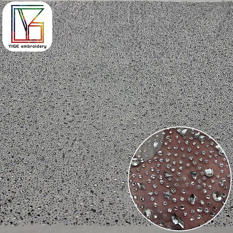 high quality Bridal Luxury Swarovski Lace Rhinestone Stone Net Sparkli Tulle Mesh Crystal Lace Fabric