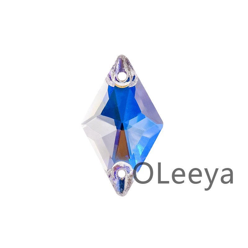 OLeeya Wholesale Glass Sew-On Rhinestones Moonlight Color Rhombus Shape Bikini Stones Decoration Crystals for Leotards Dress