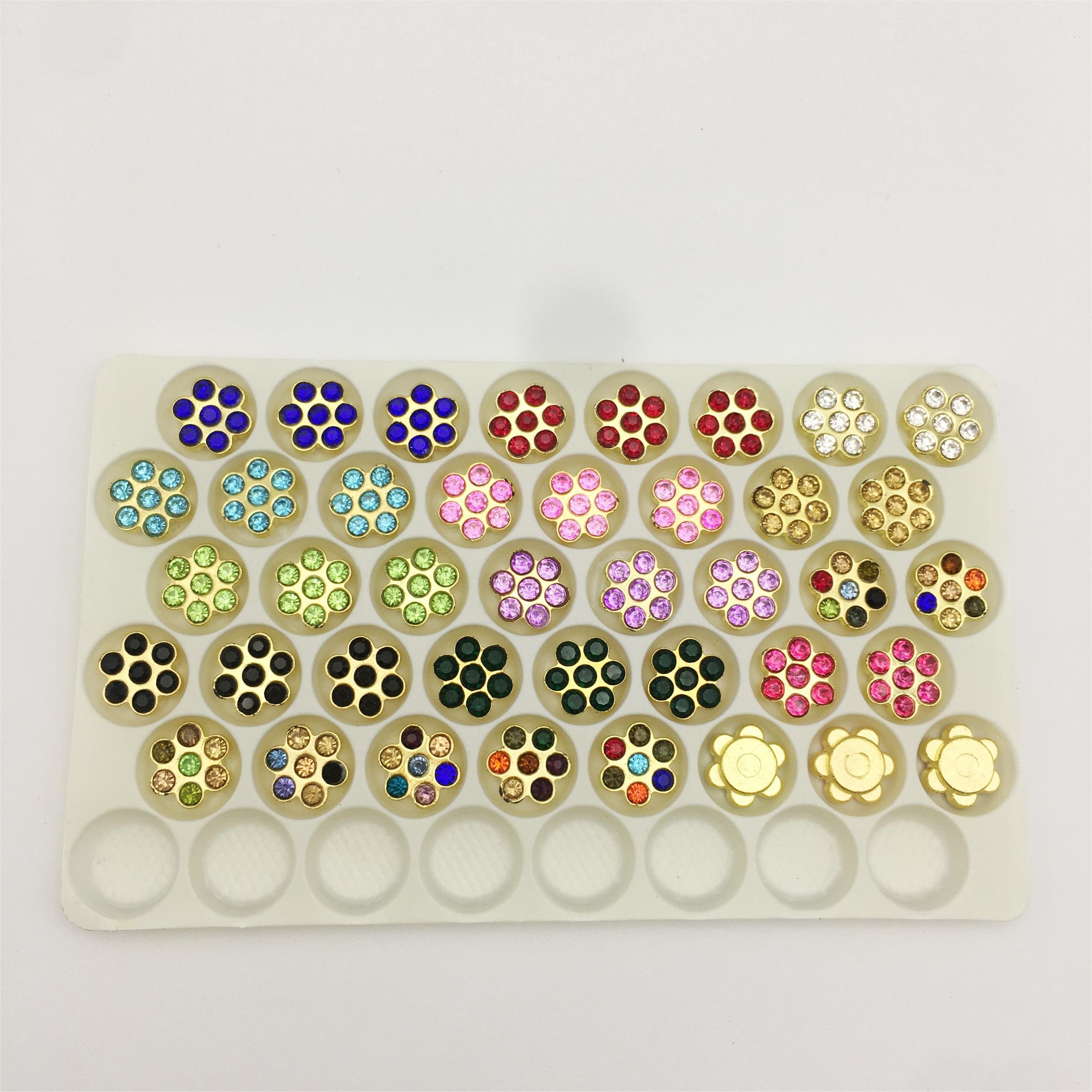 SINRONG Good Price Rhinestone Flower Shaped Flower Tray Flower Diamond Buckle Butterfly Diy Nail Bead Accessory Double Layer