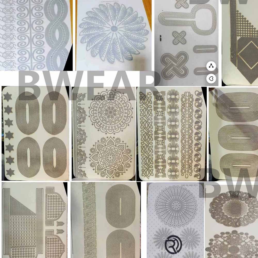 Fashion Models Templates Customize Design Motives Rhinestone Pattern Card boards For Stoning And Transferring On Transfer Dheet