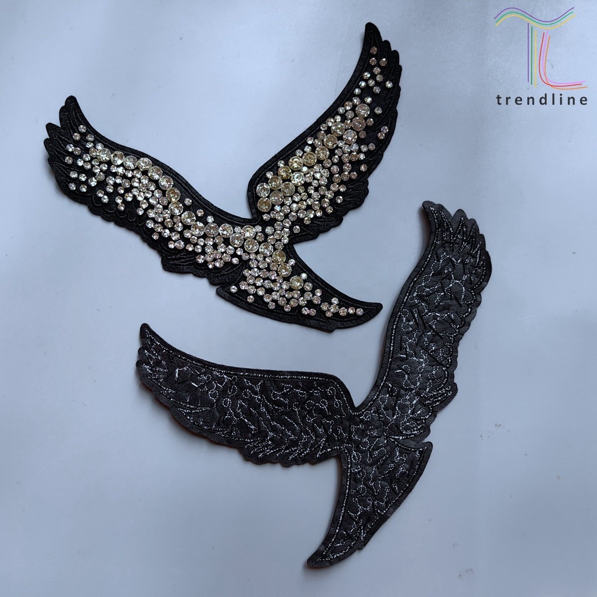18cm 21cm custom eagle rhinestone handmade sewed patch applique for jackets