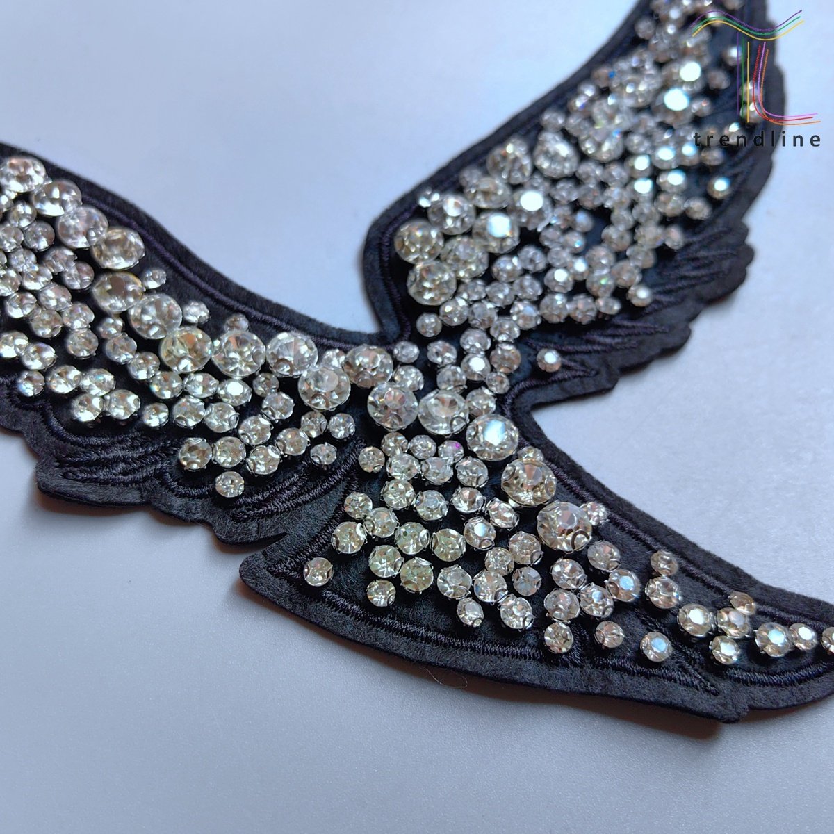 18cm 21cm custom eagle rhinestone handmade sewed patch applique for jackets