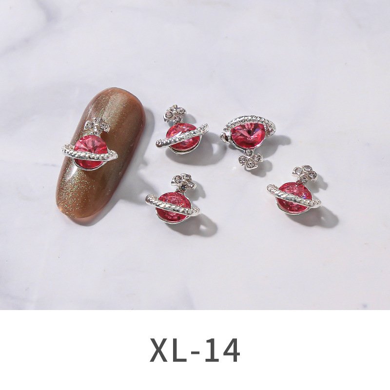 Trending Nail Art Rhinestone Jewelry Metal Zircon 3D Planet Nail Art Charms For Nail Decorations