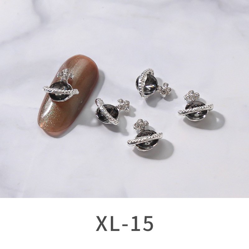 Trending Nail Art Rhinestone Jewelry Metal Zircon 3D Planet Nail Art Charms For Nail Decorations