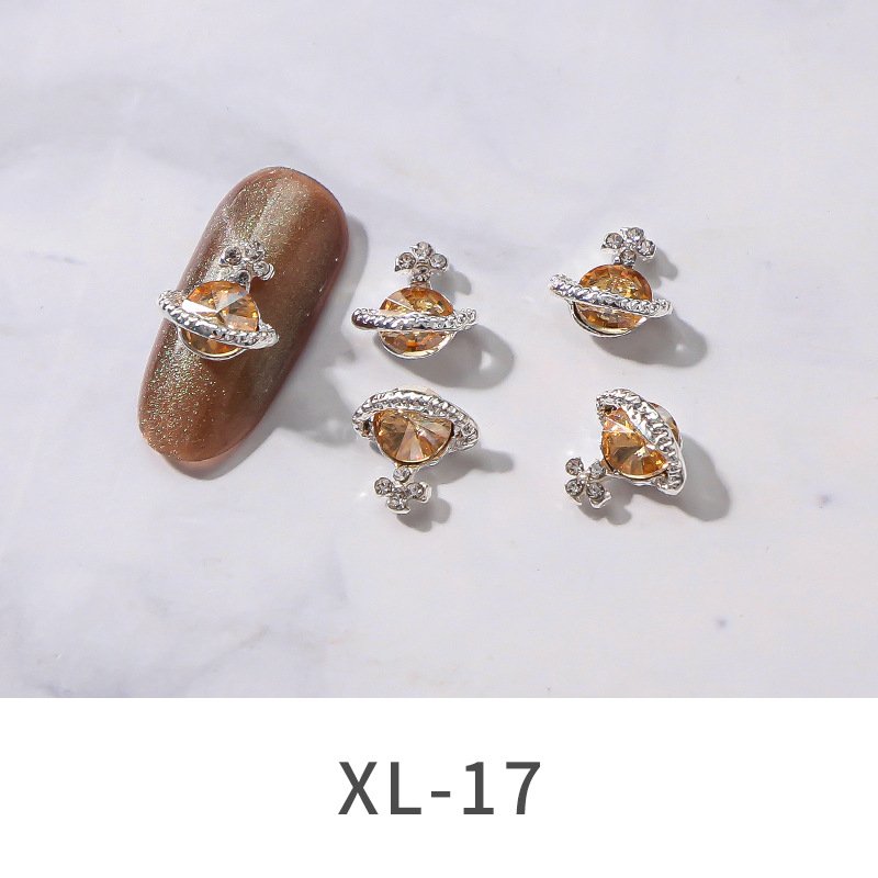 Trending Nail Art Rhinestone Jewelry Metal Zircon 3D Planet Nail Art Charms For Nail Decorations