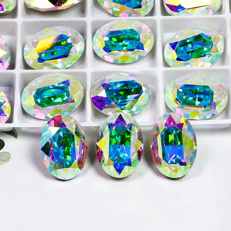 Junjiao Crystal Glass Stone High Quality Point Back Oval Fancy Rhinestone Crystal For Clothing Decoration Jewelry DIY