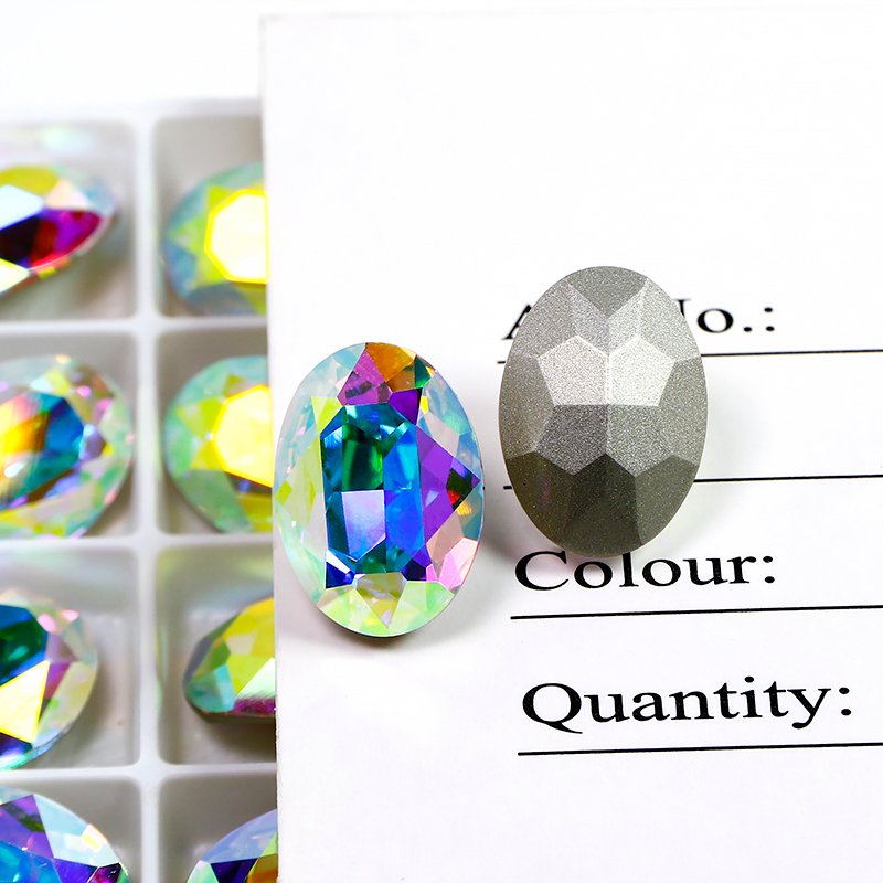 Junjiao Crystal Glass Stone High Quality Point Back Oval Fancy Rhinestone Crystal For Clothing Decoration Jewelry DIY