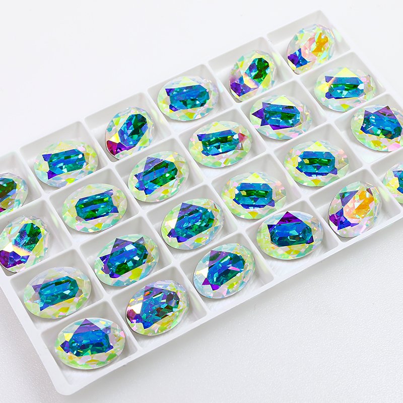 Junjiao Crystal Glass Stone High Quality Point Back Oval Fancy Rhinestone Crystal For Clothing Decoration Jewelry DIY