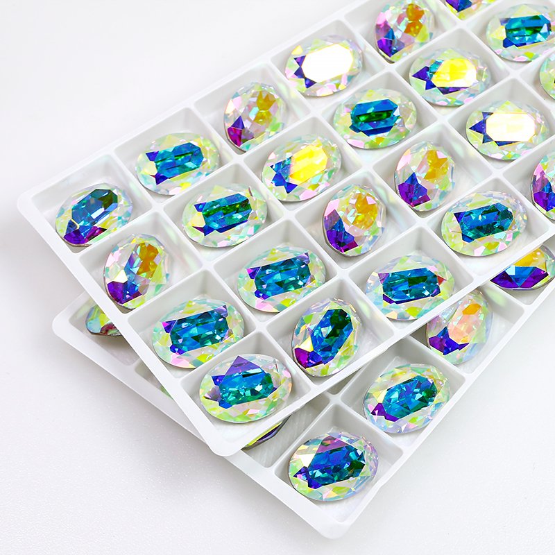 Junjiao Crystal Glass Stone High Quality Point Back Oval Fancy Rhinestone Crystal For Clothing Decoration Jewelry DIY