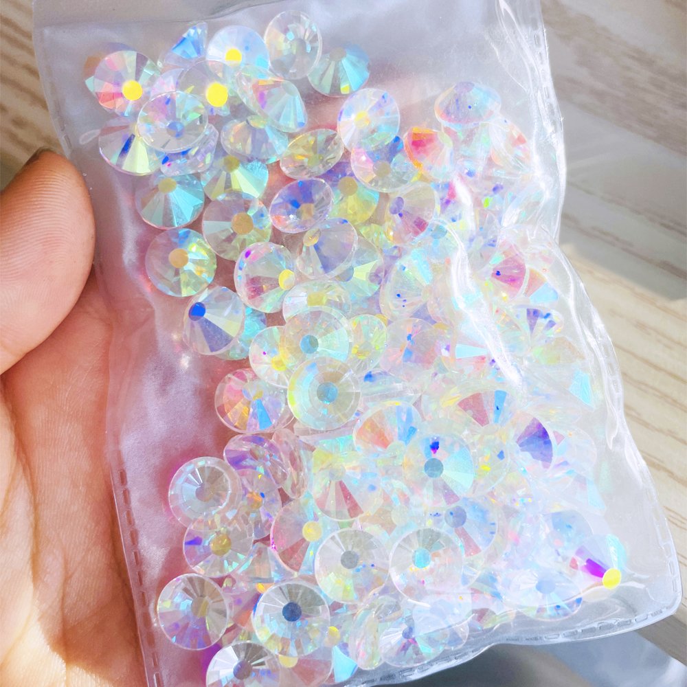 Yantuo Transparent AB SS50 10mm Flatback rhinestones cristal Stone Non-Hot Fix round Crystal Rhinestones for nail art decoration