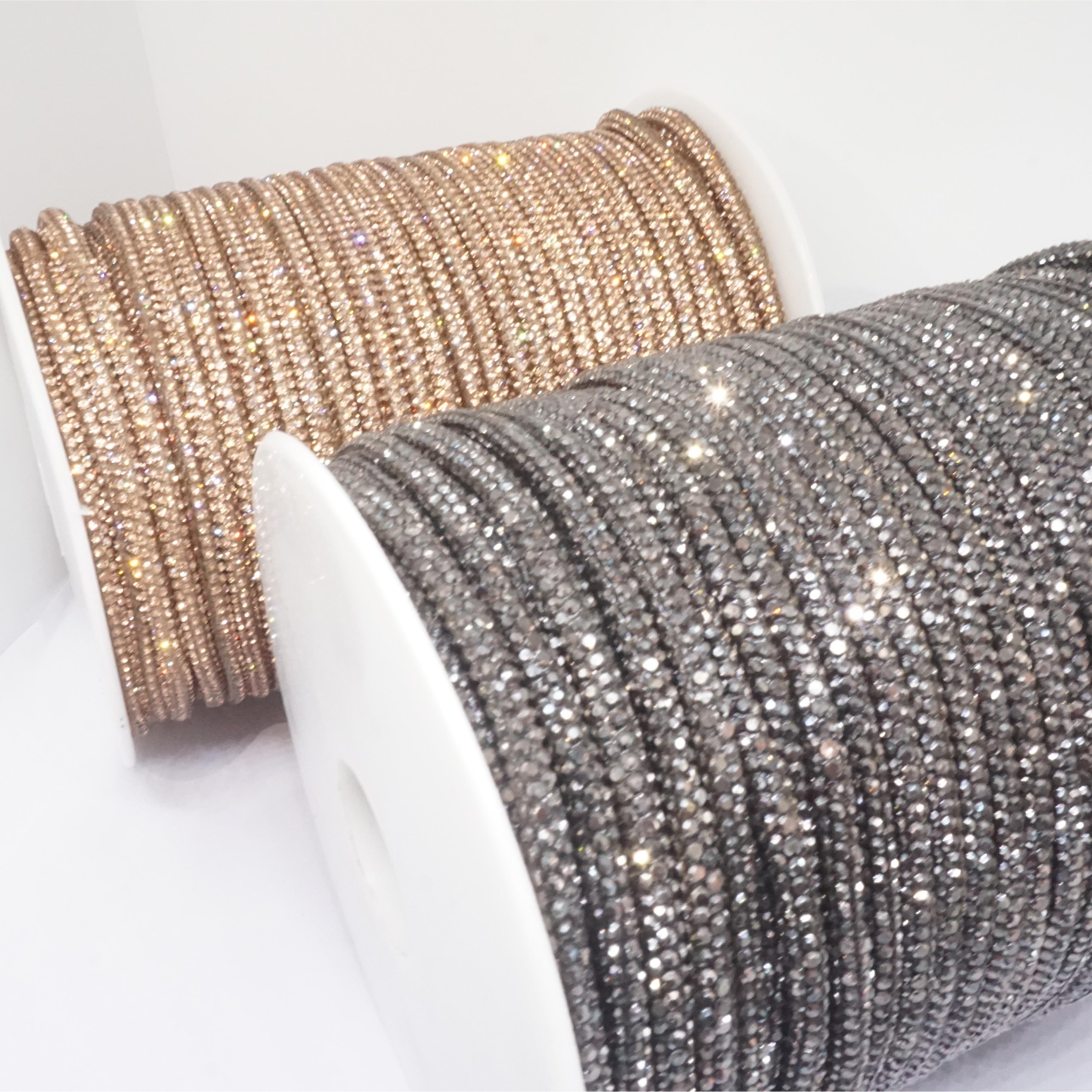 SINRONG 6row Crystal Decorative Shoe Lace DIY Cord Water Diamond Rope Colorful Flash round Tube Glass Garments Bags