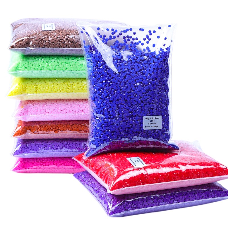 Juli Factory Wholesale 3mm 4mm 5mm Flat Back Resin Rhinestone Jelly Non Hotfix Rhinestone In Bulk Package For Garment Decoration