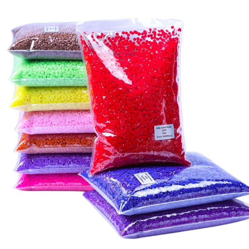 Juli Factory Wholesale 3mm 4mm 5mm Flat Back Resin Rhinestone Jelly Non Hotfix Rhinestone In Bulk Package For Garment Decoration