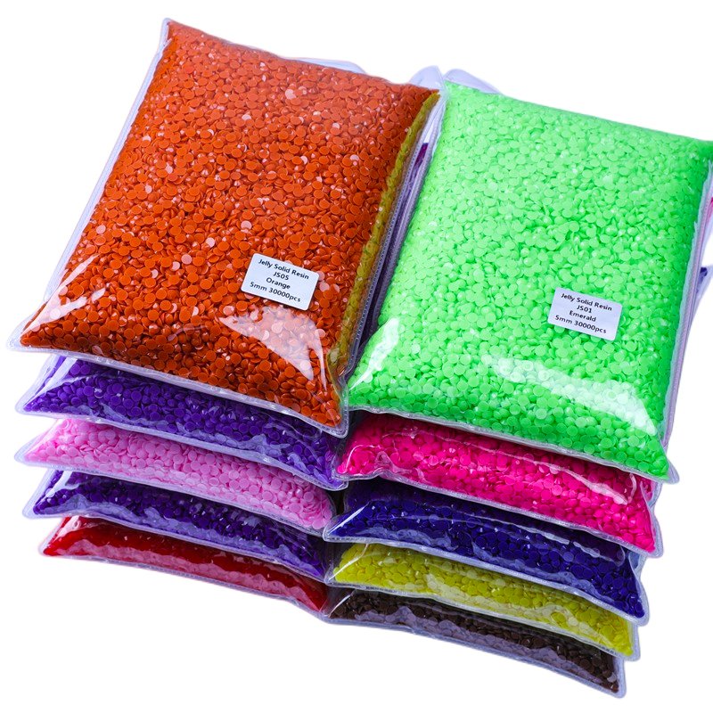 Juli Factory Wholesale 3mm 4mm 5mm Flat Back Resin Rhinestone Jelly Non Hotfix Rhinestone In Bulk Package For Garment Decoration