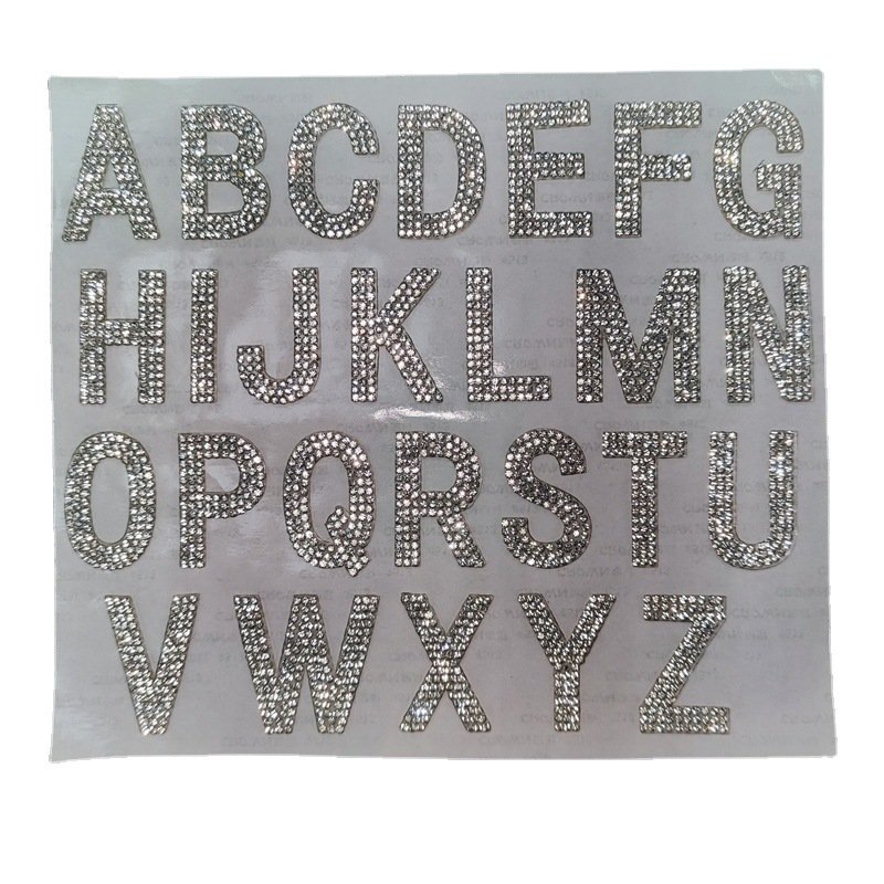 Customized Hotfix Rhinestone Bling Crystal Letter Alphabet Spangles Heat Press Iron On Transfers Rhinestone For T-Shirt