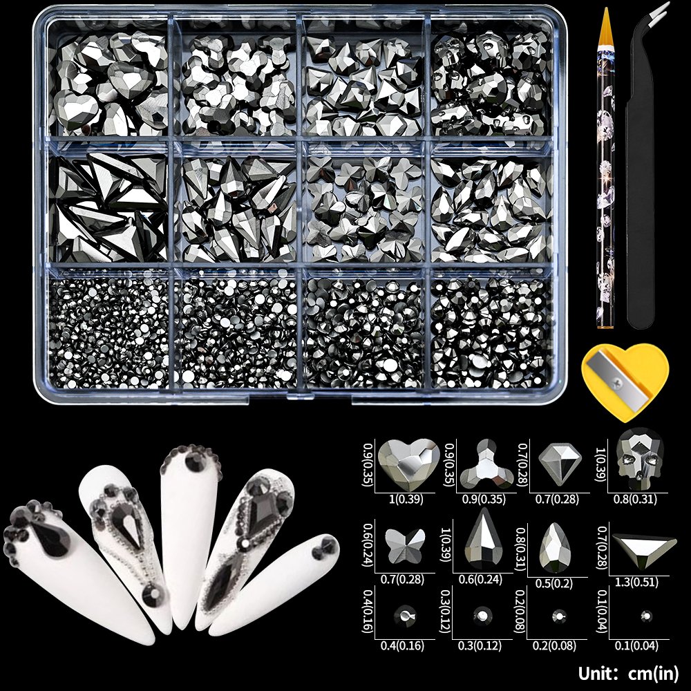 Rose Crystal Nail Rhinestone Mixed-Design Glass Crystal Diamond Flat Shiny Rhinestone Nail Art Decor Nails Diamond Accessories