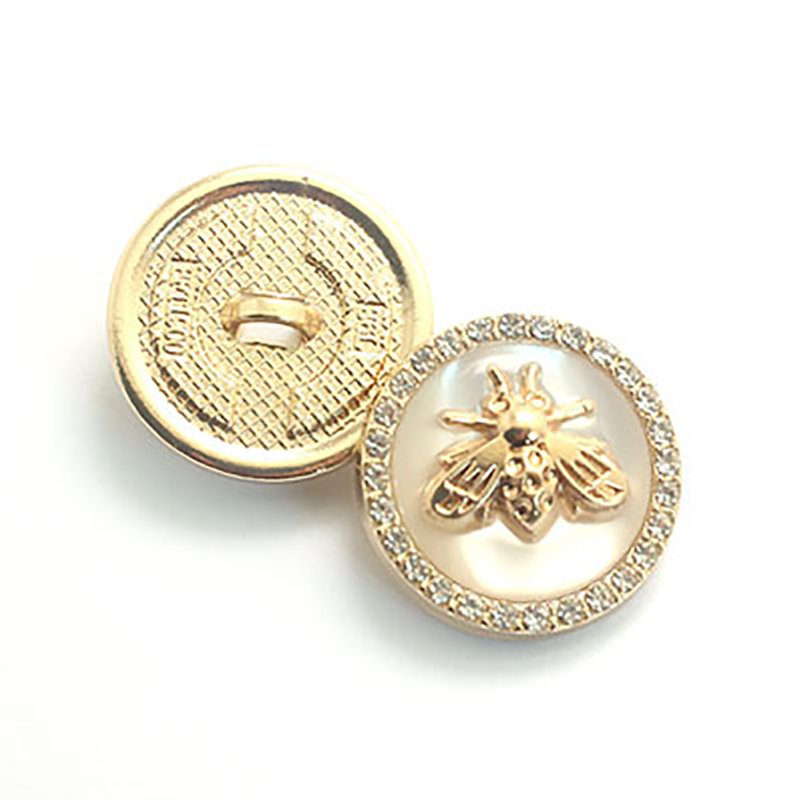 retro small bee diamond-studded resin metal button 18mm 23mm 25mm womens blazer suit sweater round rhinestones bee shape buttons