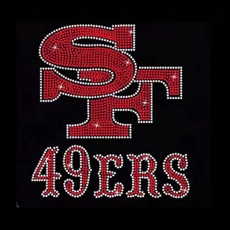 Custom Football Sports Team Logo Bling Rhinestone Iron-On Motif Heat Transfer Design for Nails and Hats Heart Shape