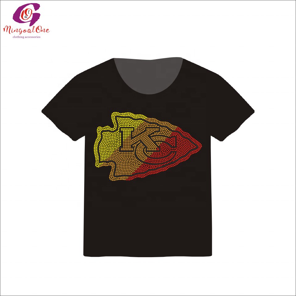 Wholesale Price Custom Football Team Iron On Transfer Hot Fix Rhinestone Sport Team Logo Design Rhinestone Transfer for Shirt