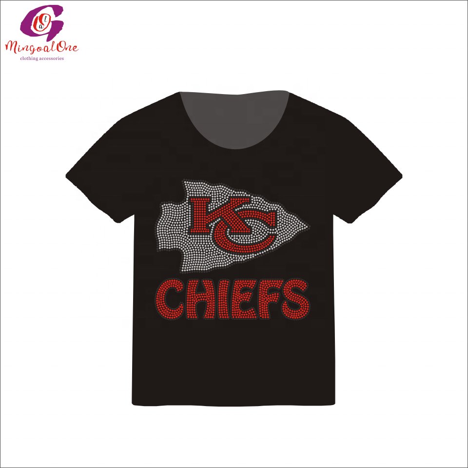 Wholesale Price Custom Football Team Iron On Transfer Hot Fix Rhinestone Sport Team Logo Design Rhinestone Transfer for Shirt