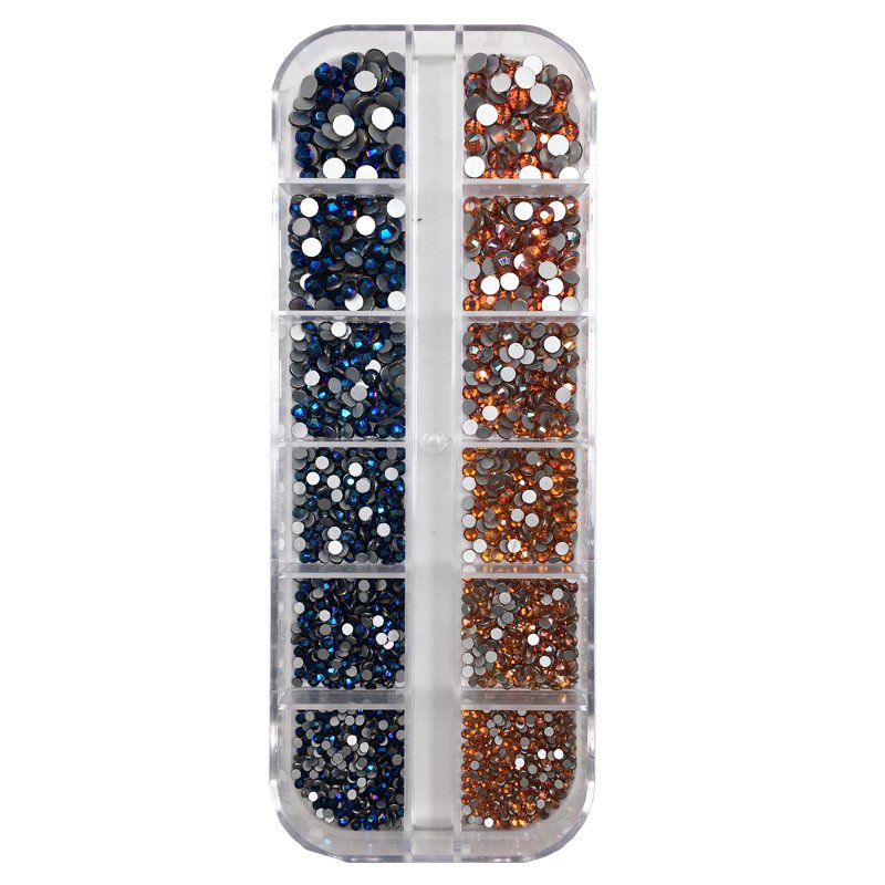 2021 Hot Sale New 12 Grid Boxed Nail Art Decoration Nail Rhinestones DIY Aurora Effect Rhinestone
