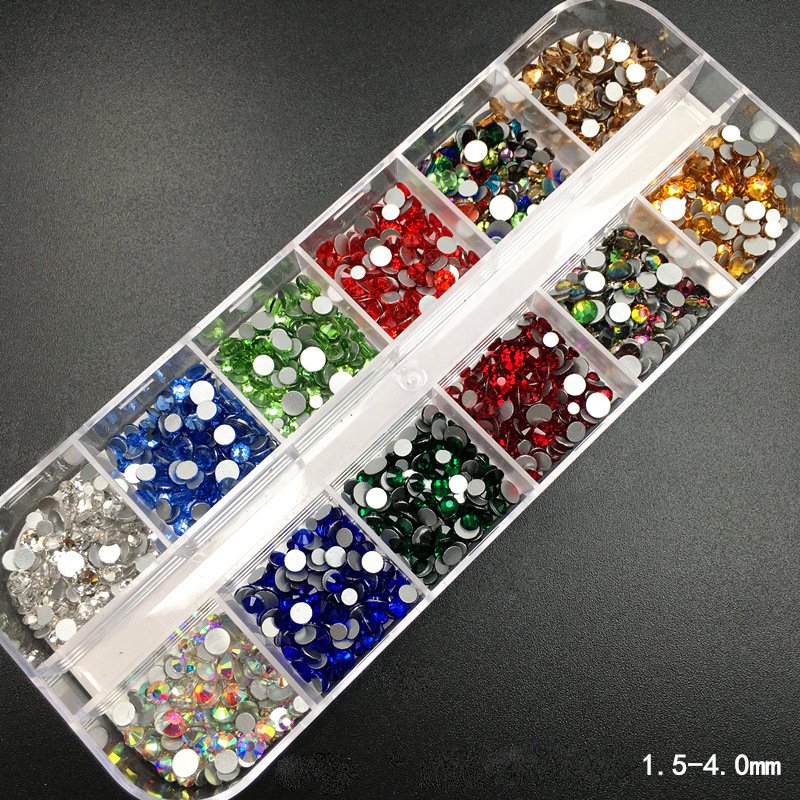 2021 Hot Sale New 12 Grid Boxed Nail Art Decoration Nail Rhinestones DIY Aurora Effect Rhinestone