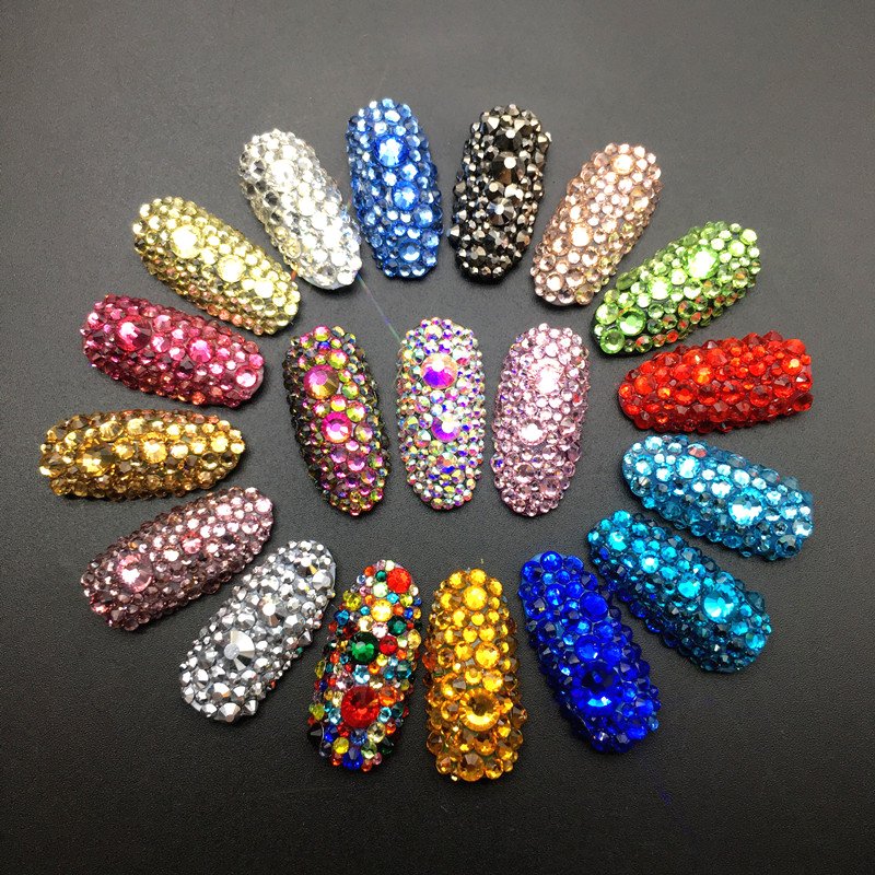 2021 Hot Sale New 12 Grid Boxed Nail Art Decoration Nail Rhinestones DIY Aurora Effect Rhinestone