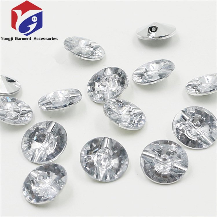 Hot Sell Rhinestone Button Clothing Shoes Custom Apparel Glass Technics Style Sofa Crystal Sliver Acrylic Gem Drill Buttons