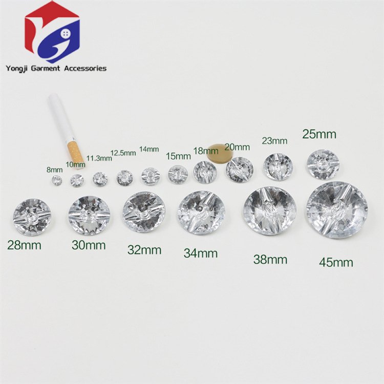 Hot Sell Rhinestone Button Clothing Shoes Custom Apparel Glass Technics Style Sofa Crystal Sliver Acrylic Gem Drill Buttons