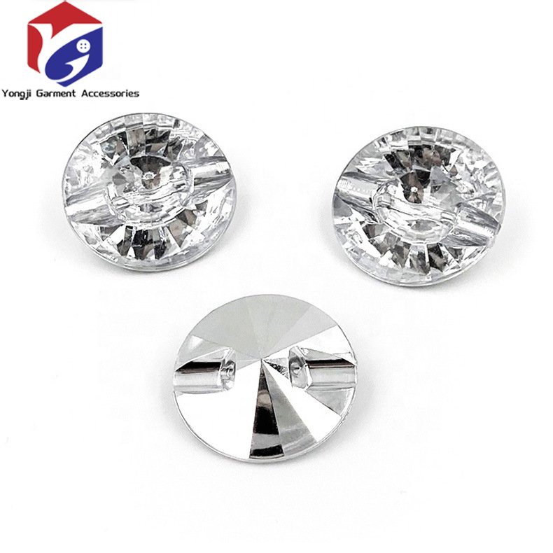 Hot Sell Rhinestone Button Clothing Shoes Custom Apparel Glass Technics Style Sofa Crystal Sliver Acrylic Gem Drill Buttons
