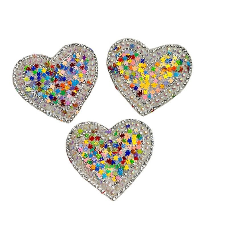 New Stock iron on beautiful rhinestone edge leopard heart pink bowknot patch for clothing bag